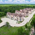 Aerial view of The Ranch at Riverside Parkway apartment complex in College Station, Texas.